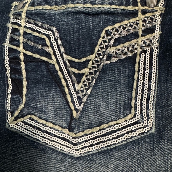 Maurice’s Vigoss Sequin Skinny Jeans Arrow Stitch NWOT pocket sequins size 12 - Picture 9 of 13